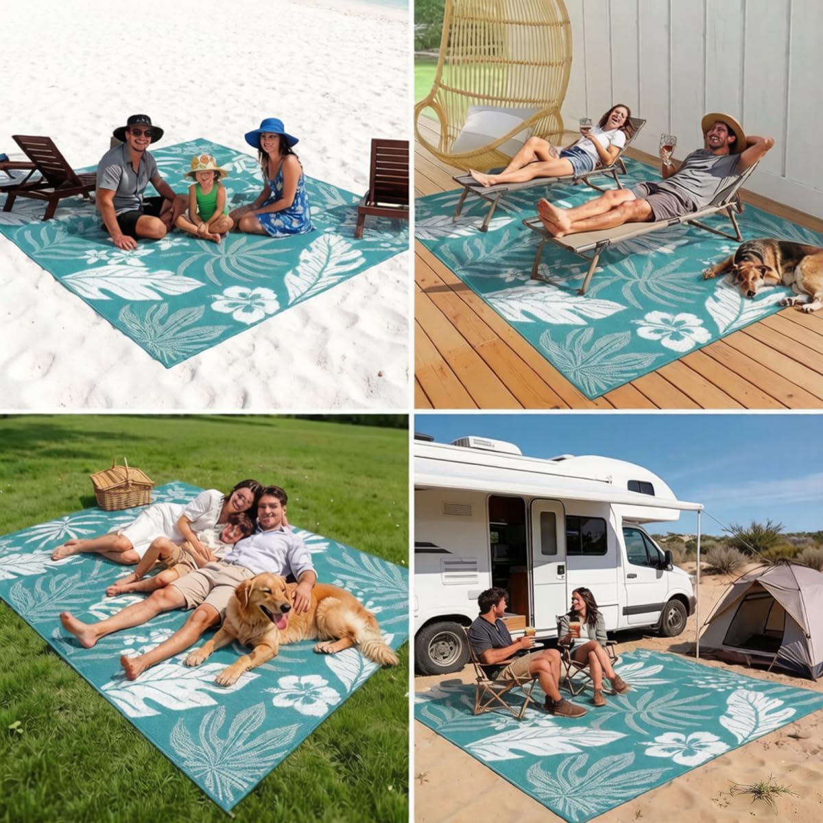Tappeto Esterno Impermeabile Reversibile, Stuoia da Giardino in Paglia di Plastica, per Terrazzo Balcone Campeggio RV Picnic Spiaggia Giardino [120X180cm]