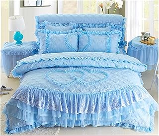 TeeTsy Four-Piece Bedding Set Korean bedspreads Princess bed skirt 1.8 m four piece of lace bedspreads multi-piece sets of wedding bedding Four-Piece Bed (Color : 5, Size : 220cm bed)