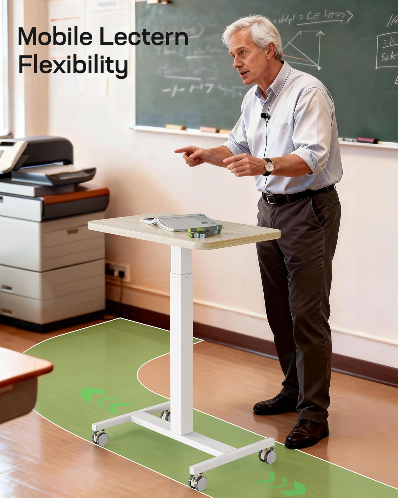 Marsail Mobile Standing Desk Wider Height Adjustable Computer Desk Rolling Sit Stand Desk with 4 Lockable Wheels Ergonomic — view 5