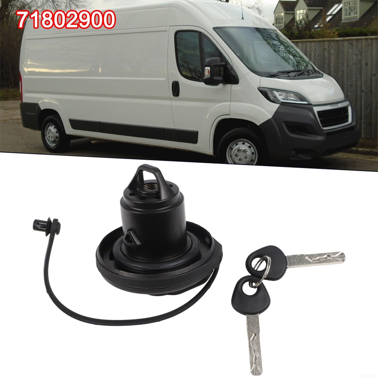 71802900 Bouchon de réservoir de carburant verrouillable avec 2 clés pour FIAT, pour DUCATO/pour BOXER/pour RELAY/pour BOXER à partir de 2006 et plus, numéro OEM 71802900, bouchon de réservoir de