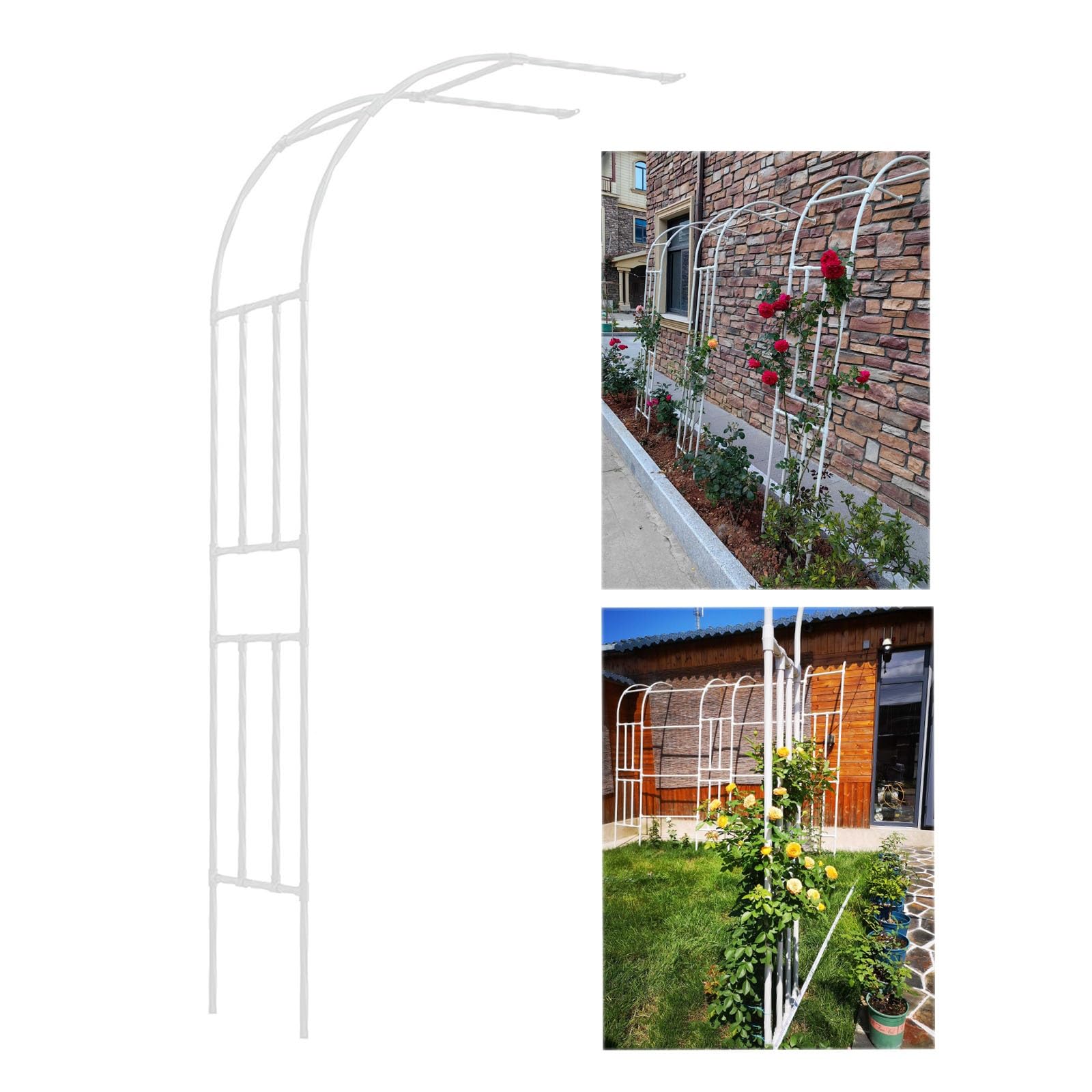 LJDJRHXH Half Side Garden Arch Wall Mounted Trellis, 60 cm - 300 cm Width Metal Arbor Support Outdoor For Climbing Plants, Wedding Décor Archway Pergola, Arbour Frame For Yard Patio(White)