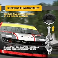 Vista 6 de Paquete de 2 pasadores para capó de vehículo, botón de hebilla envolvente de aleación de aluminio, universal para clip de cierre rápido