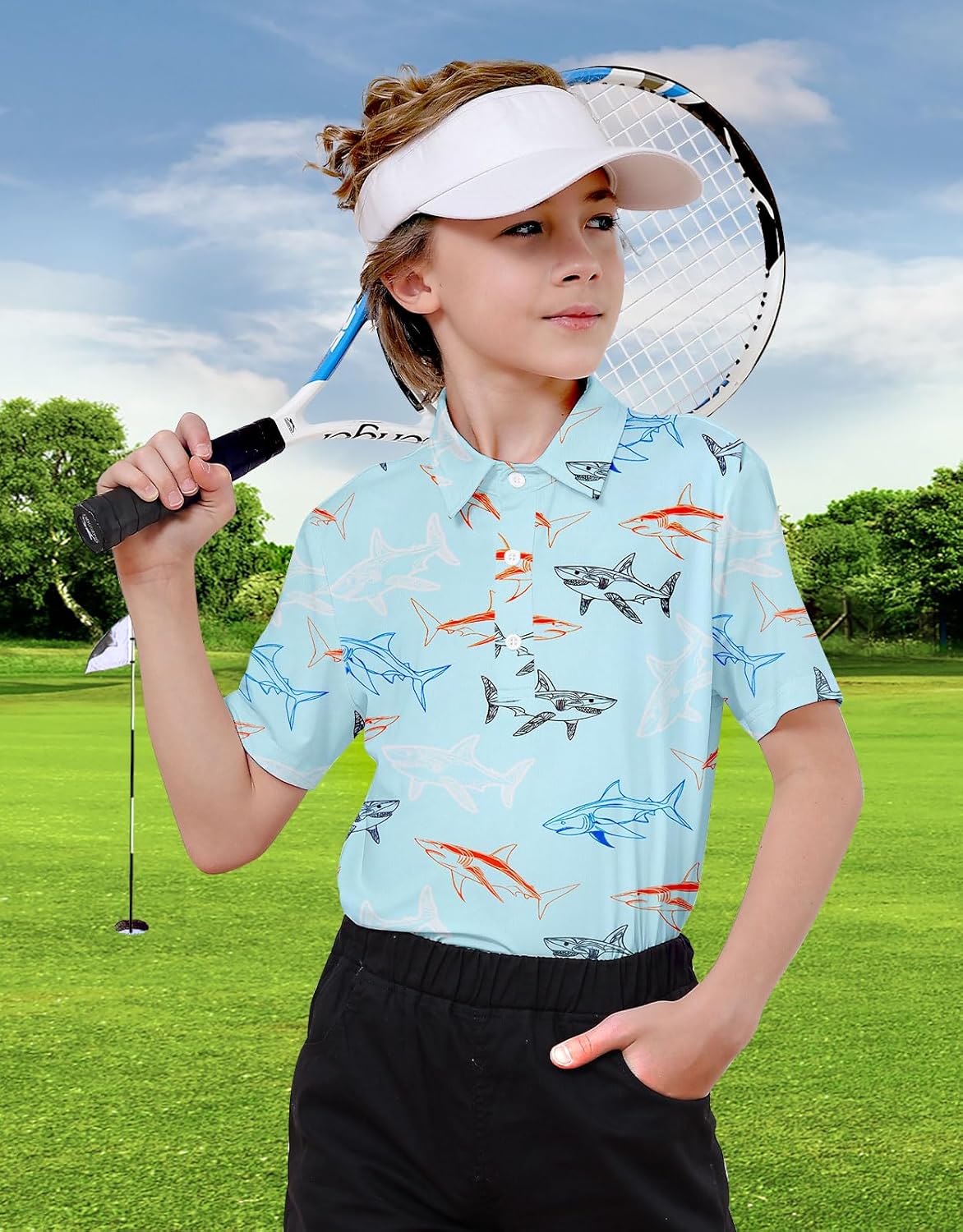 Boys Performance Polo Shirt Short Sleeve Golf Clothes for Active Casual Size 5-14 - Image 2