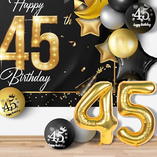 Miniatura 24 de Juego de globos dorados de feliz cumpleaños número 31 – Saludos a los 31 años de edad, guirnalda temática de fiesta con estrellas y luna, decoración