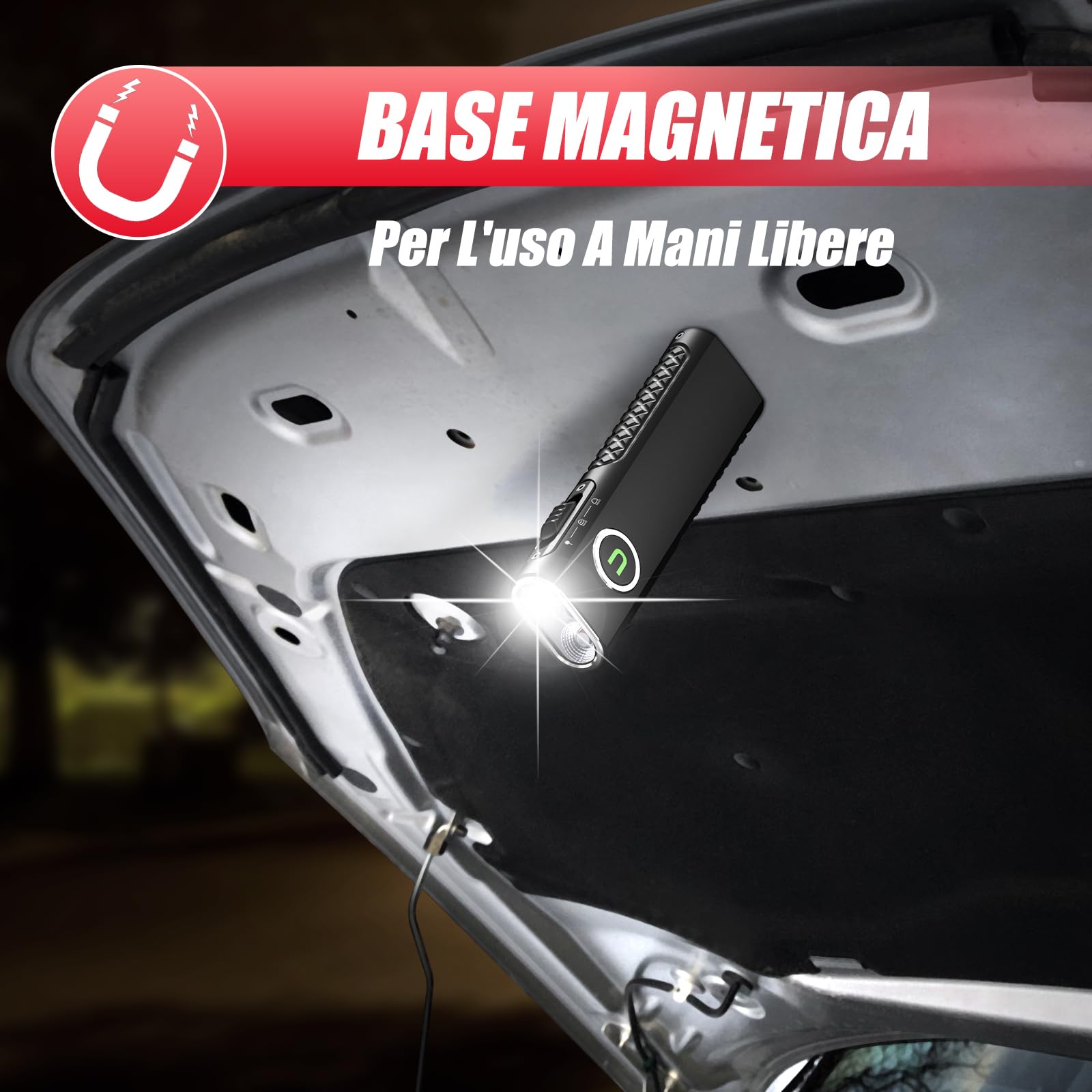 UltraFire Torcia a LED piatta ricaricabile con luce UV e raggio rosso, 1200 lumen, mini torcia tattica con 3 sorgenti luminose, torcia magnetica compatta per lavoro, attività all'aperto, S3