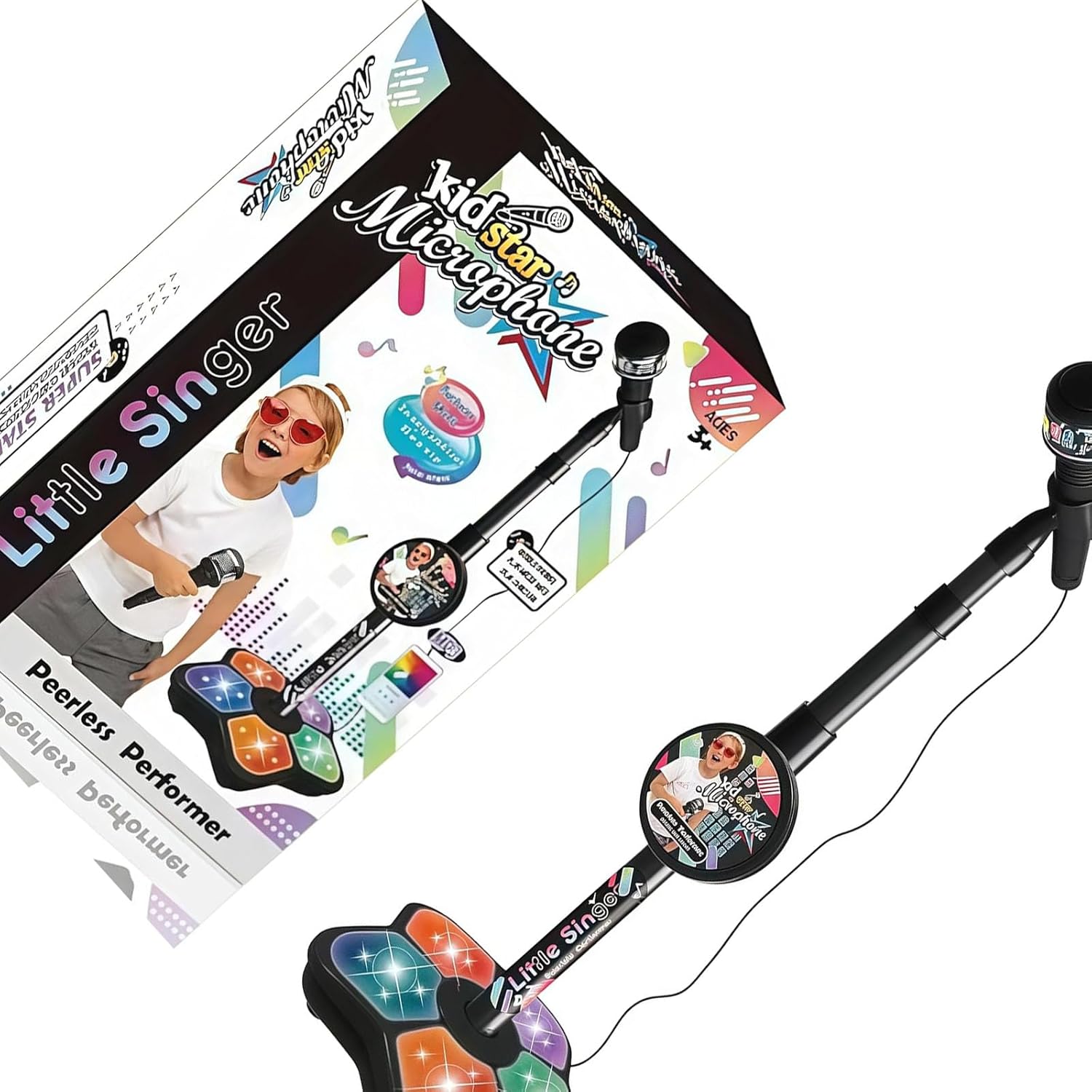 Karaoke Machines Microphone Toy with LED Light for Singing and Dancing Fun Educational Music Instrument to