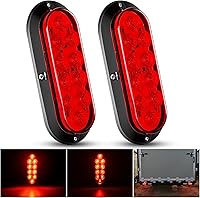 Nilight 6 Inch Oval Red LED Trailer Tail Lights 2 Pack - Waterproof Surface Mount Brake Stop Turn Signals for Trucks RVs Boats campers