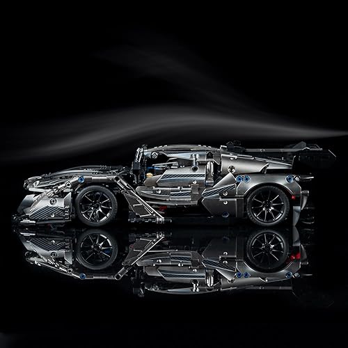 Miniatura 5 de UNCLE BRICK APO - Juego de bloques de construcción de autos deportivos súper plateados, modelo MOC 114, compatible con juegos de autos técnicos Lego