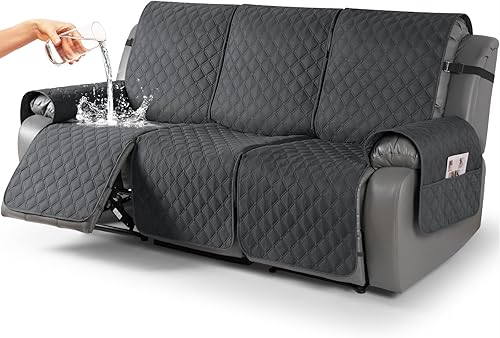 Miniatura 22 de TAOCOCO Fundas reclinables 100% impermeables, fundas de sofá reclinable con correas para las piernas, funda de sofá reclinable reversible para silla