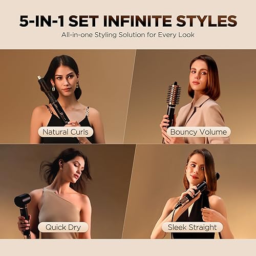 Miniatura 2 de O.H.B 5 in 1 Hot Air Hair Styler, 110,000 RPM High Speed Hair Dryer Brush, Ionic Air Styler Wrap with Fast Drying, No Heat Damage Air Multi Styler