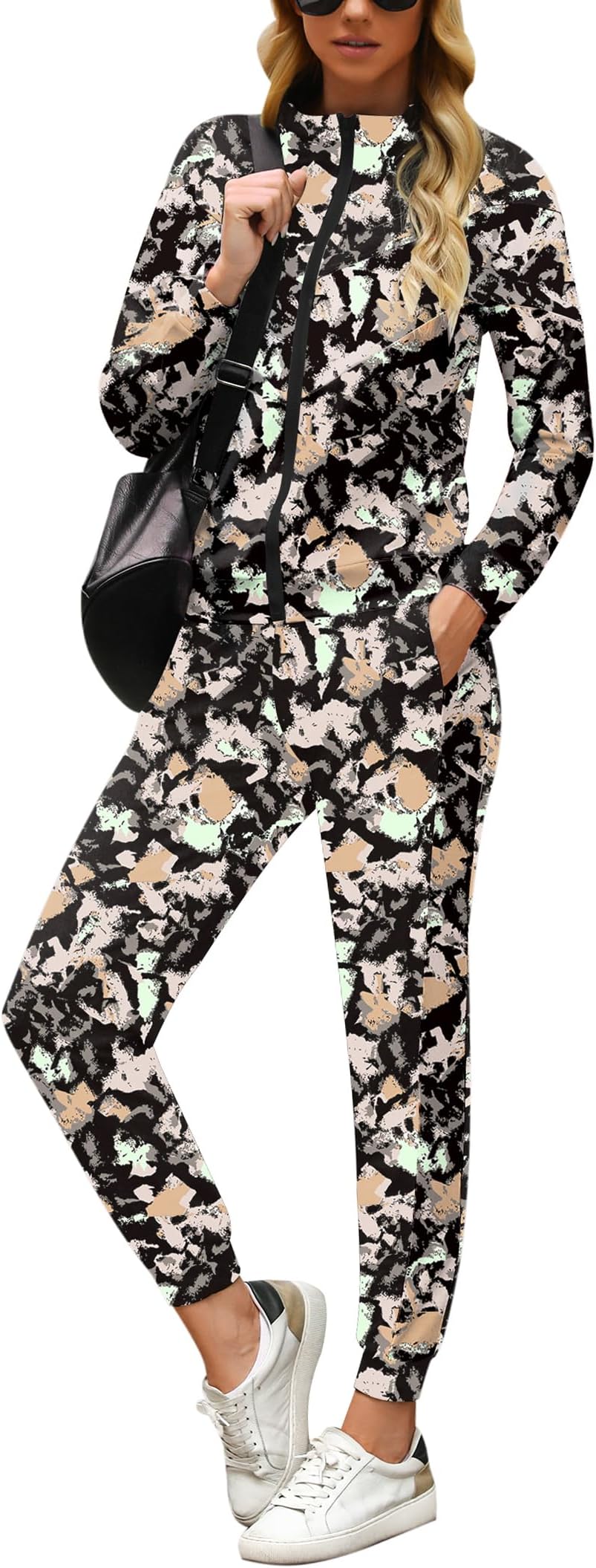 Women's Tracksuit Set 2 Piece Sweatsuit Outfits Long Sleeve Zip Up Lounge Jogger Set with Pocket