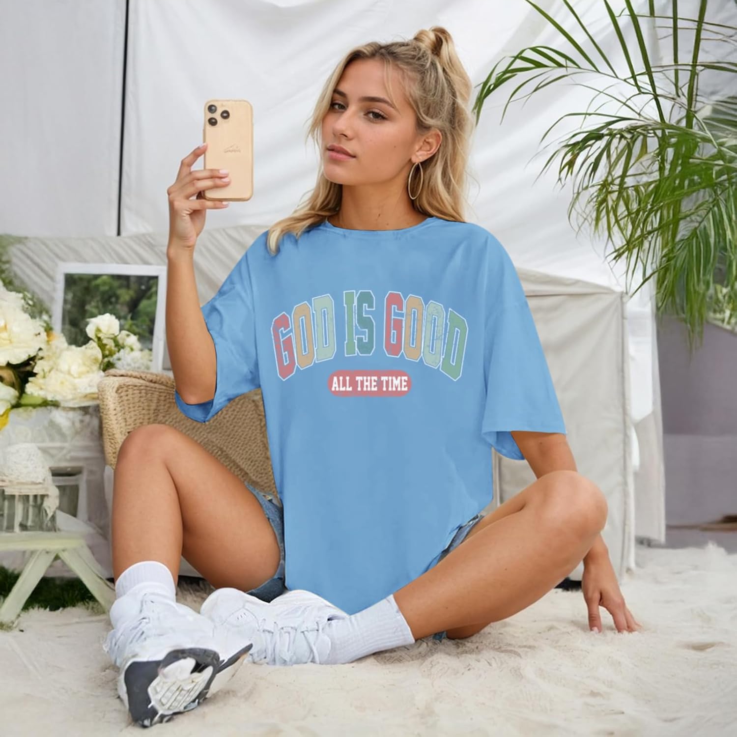 Christian Shirts for Women Oversized God is Good Shirt Religious Jesus Faith Inspirational Tshirt Bible Verse Tee Top - Image 4