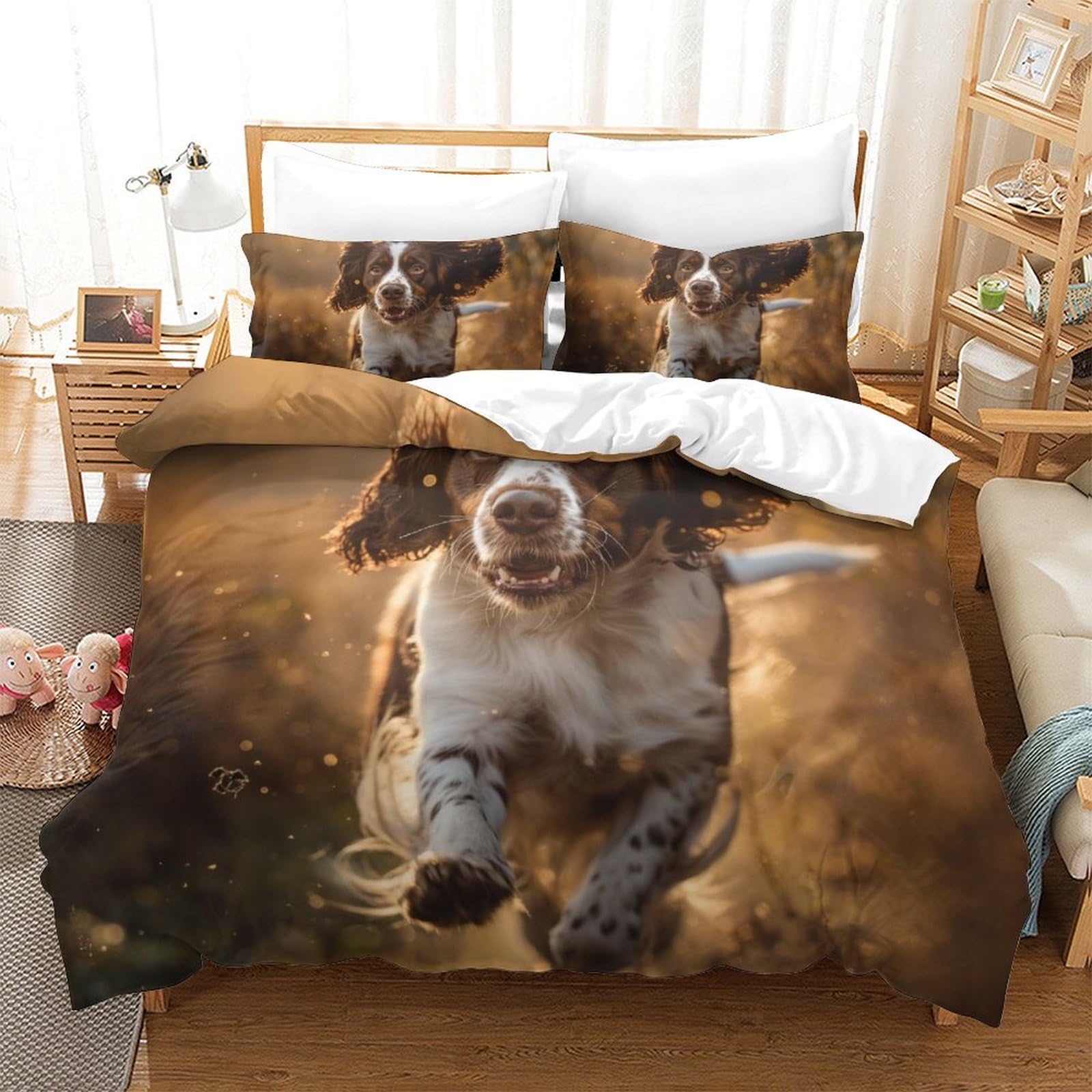 Housse de couette 3D Springer Retriever 260x220 anti-décoloration lit Super King