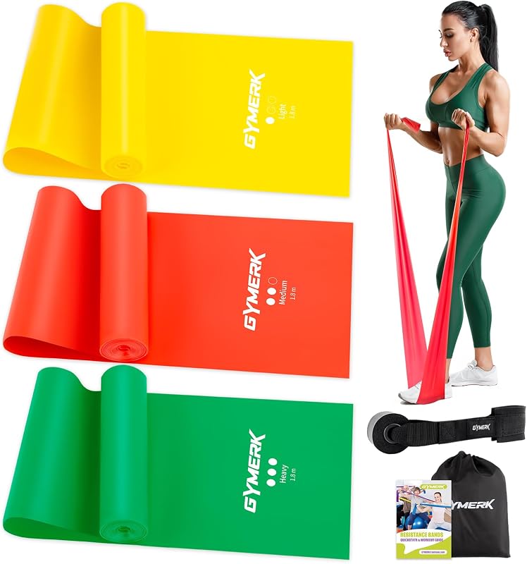 GYMERK Fitness szalag szett 3 darab 1,8m ellenállásos gumiszalag jóga edzéshez