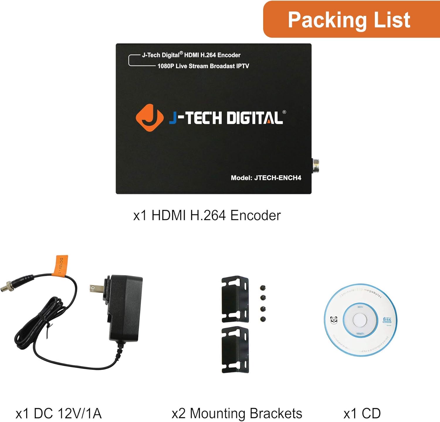 J-Tech Digital HDMI H.264 H.265 IPTV Encoder Supports RTSP, RTP, RTMP, HTTP, UDP Protocol and ONVIF [JTECH-ENCH4]