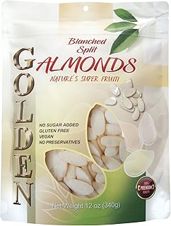 Golden Sliced Blanched Almonds 12 oz (340 g) | No Sugar Added, Gluten-Free & Vegan | Healthy Snack with No Preservatives | Perfect for Baking & Salads