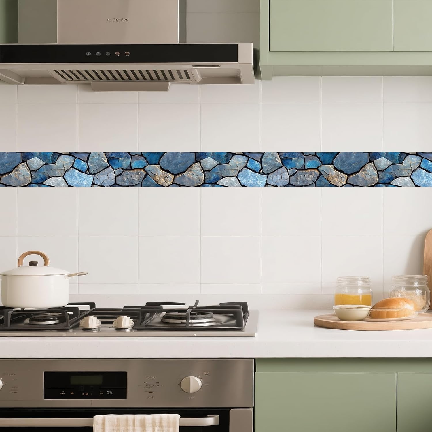 IVN Wallpaper Border Peeling and pasting Wall Stone Texture Decoration Wall Decoration self-Adhesive Border Bedroom Kitchen Mirror Frame Decoration Strip