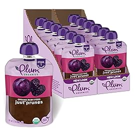 Plum Organics Just Prunes, 4+ Months - Organic Baby Food Pouches, 3.5 oz Pouch (Pack of 12)