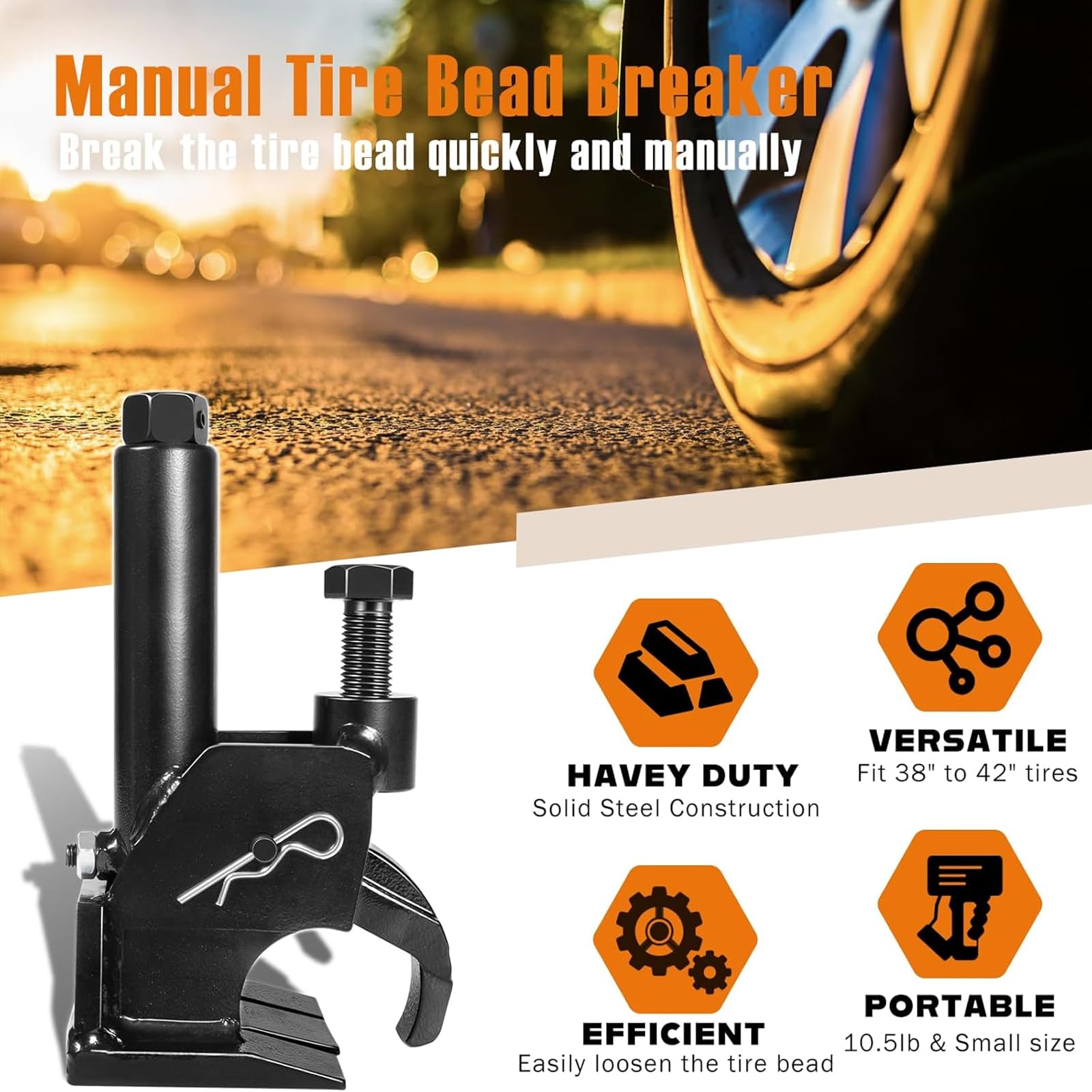 Herramienta desmontadora de neumáticos, palanca universal, manual ajustable para una fácil reparación de automóviles, de alta resistencia para camiones y tractores, capacidad de alto rendimiento.