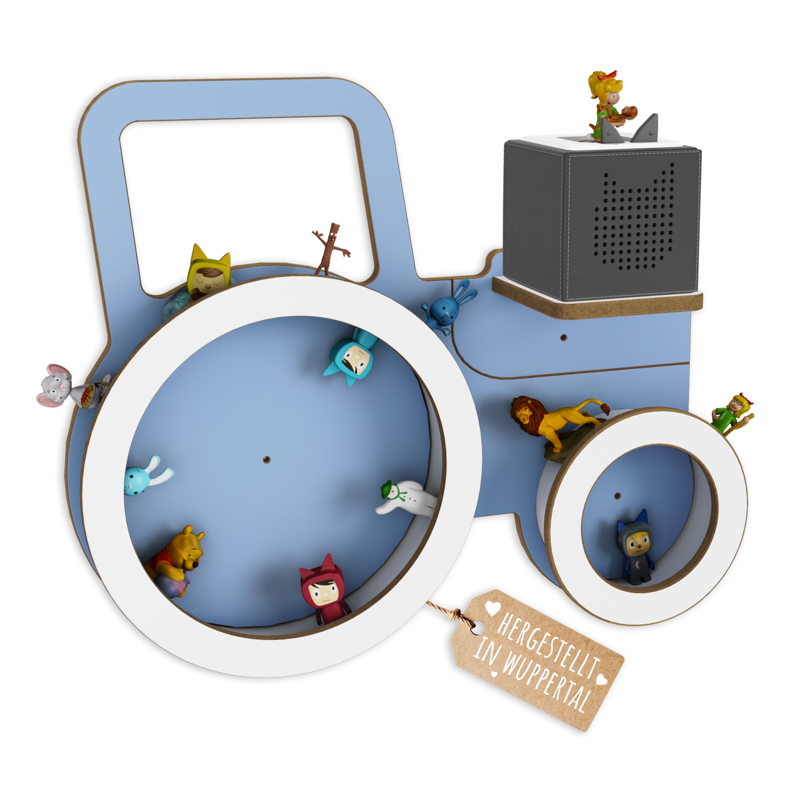 Holzura Toniebox Regal Traktor – Regal für Tonie Figuren, magnetisch, Aufbewahrung & Wandregal Kinderzimmer