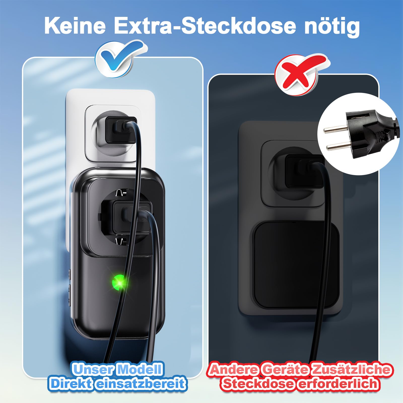 Stromausfallmelder WLAN Stromausfallalarm melder mit LED Anzeige, 0-110db Stromausfallmelder bei Stromausfall für Kühlschränke, Gefriertruhen, Aquarien Wireless Doorbell (Schwarz-1 Packung)