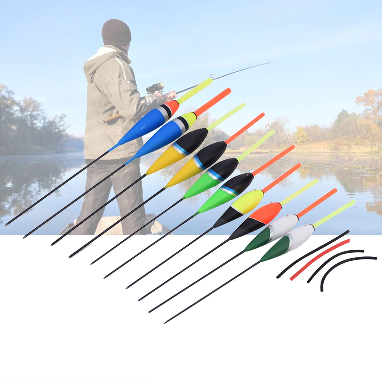 Lot De 10 Flotteurs De Pêche Carpe – Bois De Barguzin, 4 Couleurs, Sensibilité élevée, Eau Douce/mer