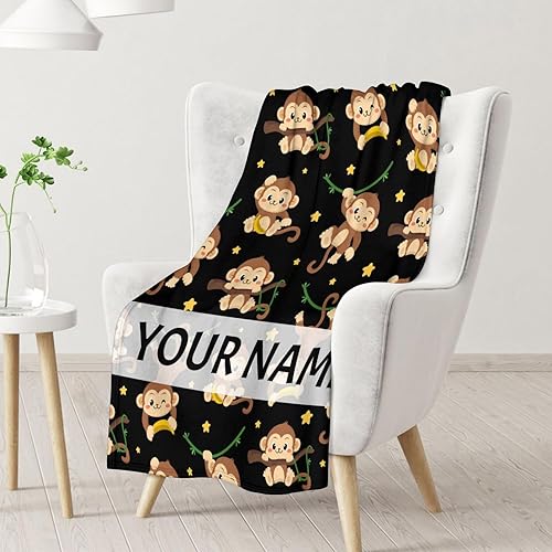 Miniatura 8 de Manta de mono  Manta tamaño cuna de 40 x 50 pulgadas para niñas  Mantas suaves y peludas para sofá, sala de estar y oficina  Manta marrón bonita y