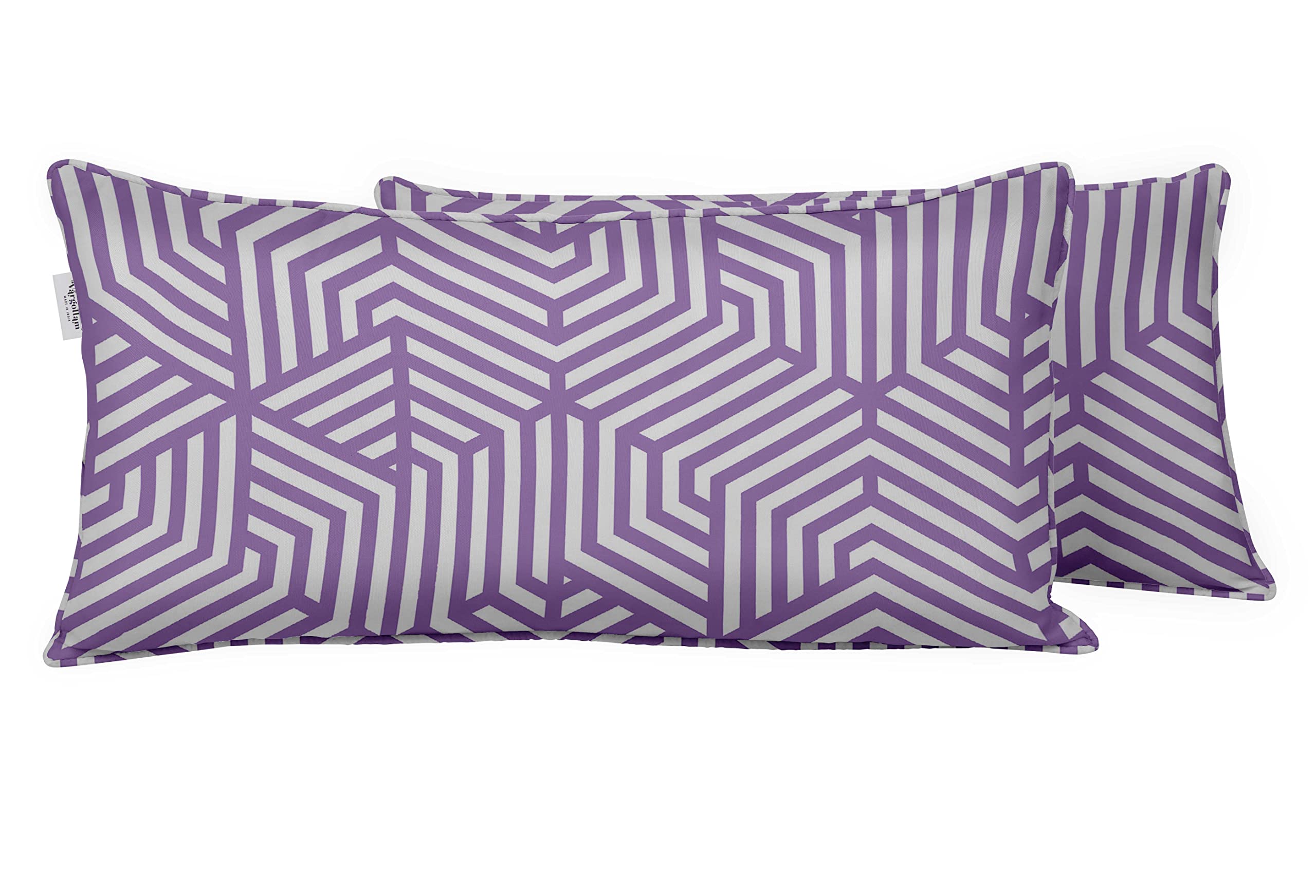Vargottam Indoor/Outdoor Polyester Fabric Lumbar Pillow Cover, All-Weather Waterproof Rectangular Cushion Case for Patio Furniture, 12 x 18 Set of 2 - Abstracts-44-image-24