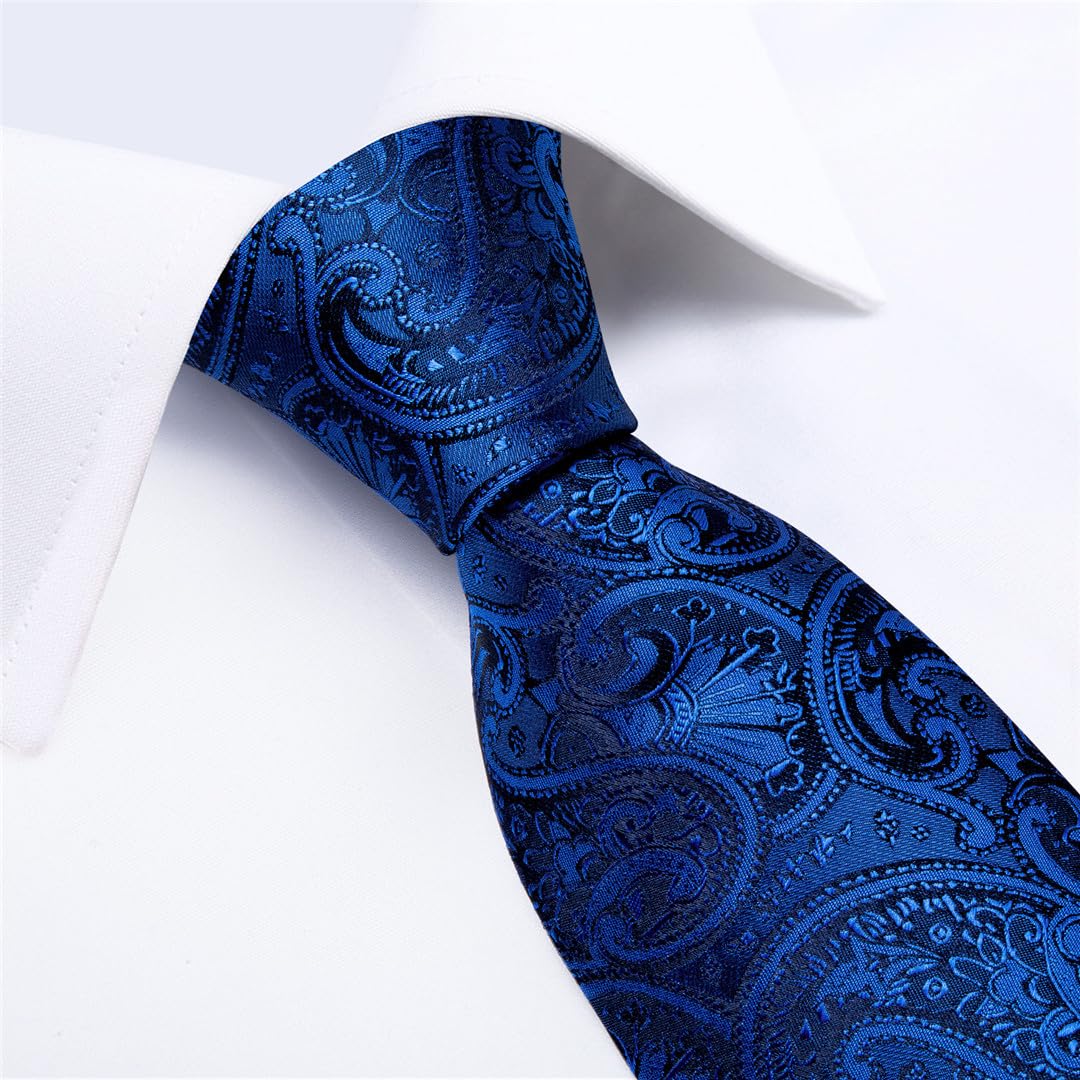 Wvapzxx Juego de corbatas de seda de cachemira real para hombre, gemelos y gemelos de rayas sólidas, accesorios de boda