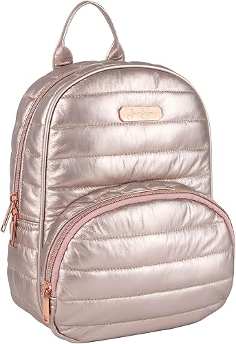 Jessica Simpson Mini mochila acolchada para mujer, para el trabajo, la recreación, los desplazamientos y los viajes, Acolchado metálico