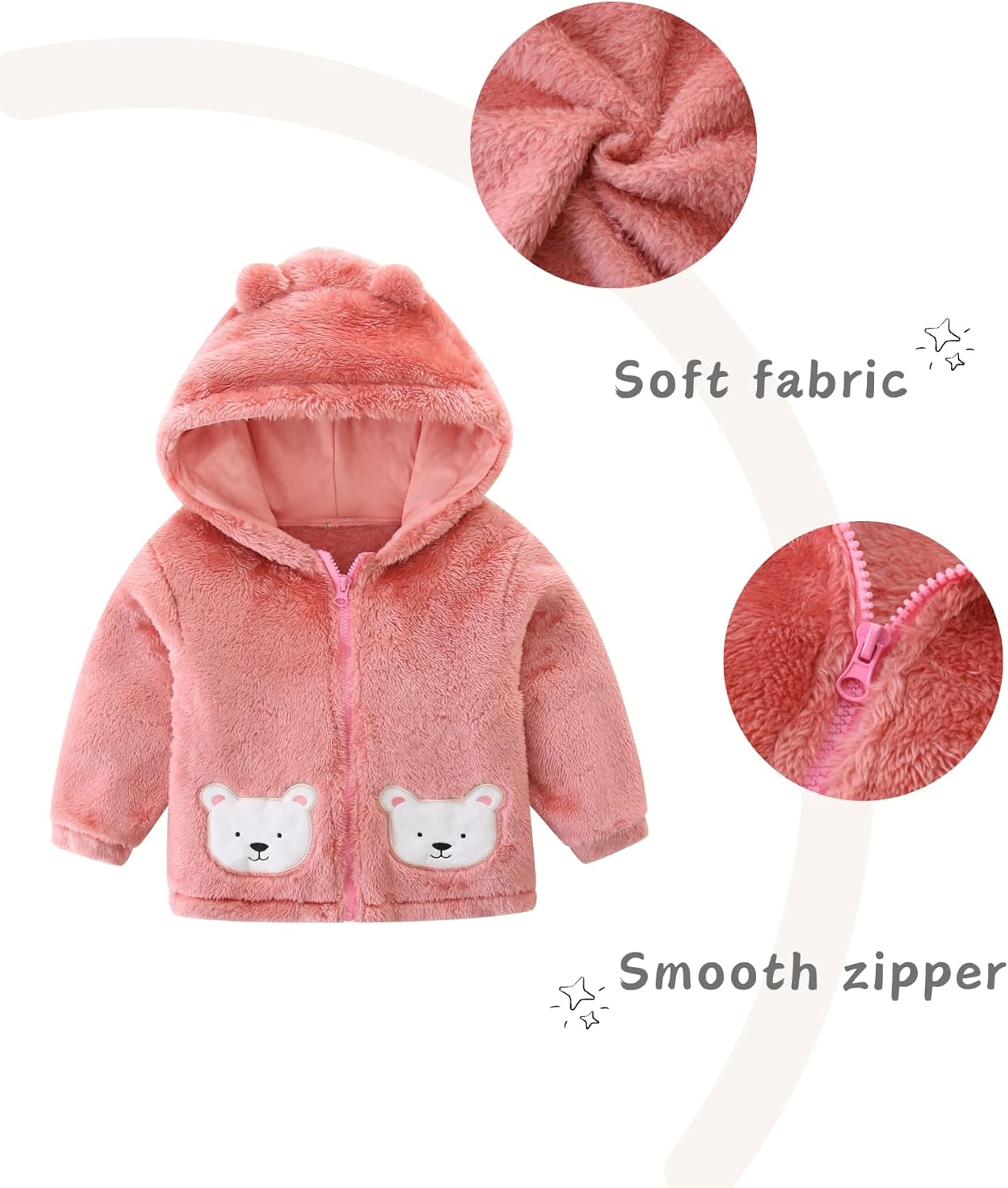 Unisex Baby Fleece Jacket Winter Sherpa Lined Hoodie For Girls Boys Cute Bear Ear Baby Outerwear 12M-5T - Image 4