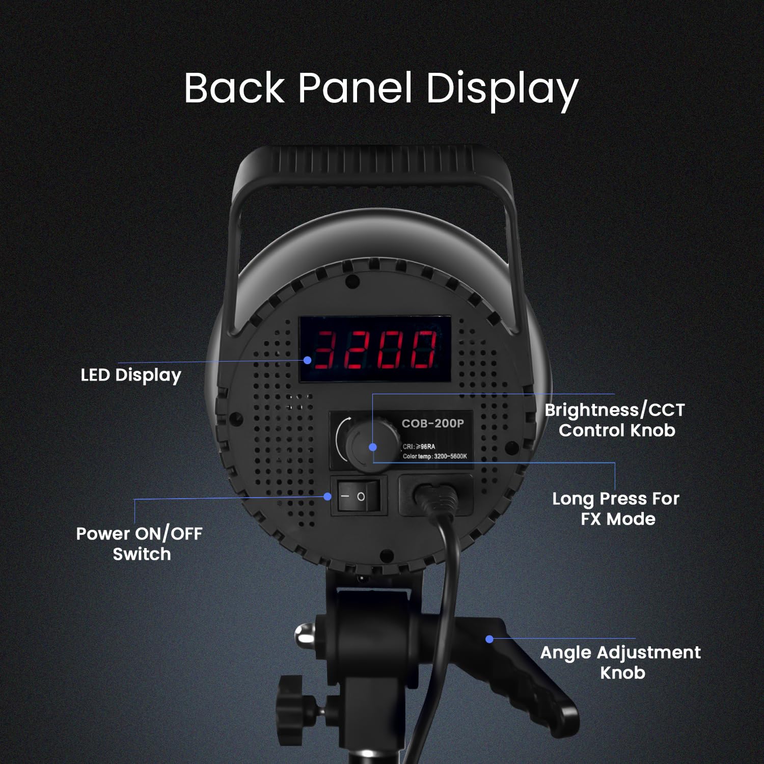 HIFFIN (COB-200P) 200W Bi Color Continuous LED Light with 18CM Reflector & Infrared Remote, AC Power, 3200K-5600K Color Temperature Control, 23000lx @1m, Ideal for Photography and Videography 3
