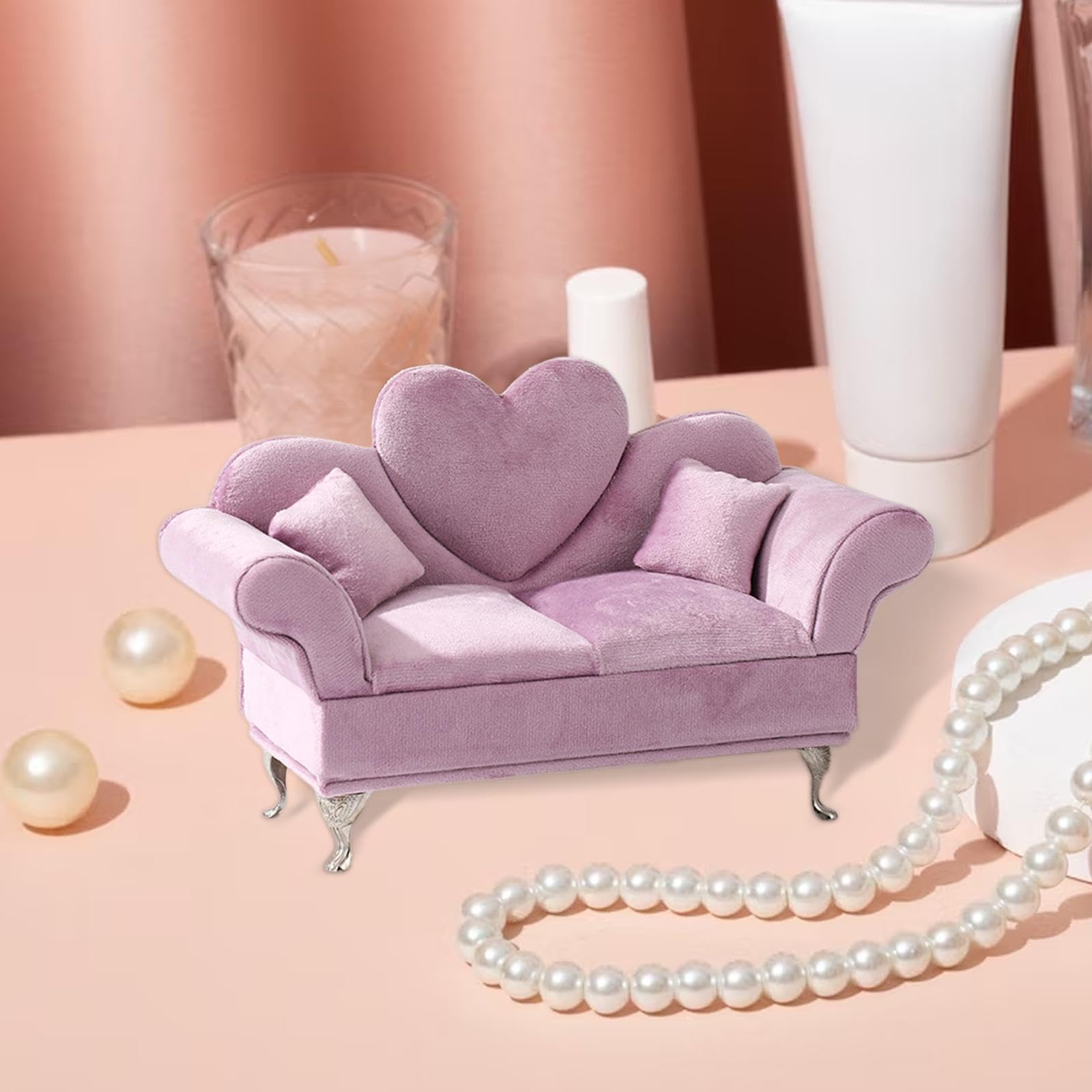 2er-Set 1:6 Sofa-Schmuckkästchen, Puppenzubehör, Schmuck-Aufbewahrungsbox, 2-Personen-Sofa, Einzelsofa