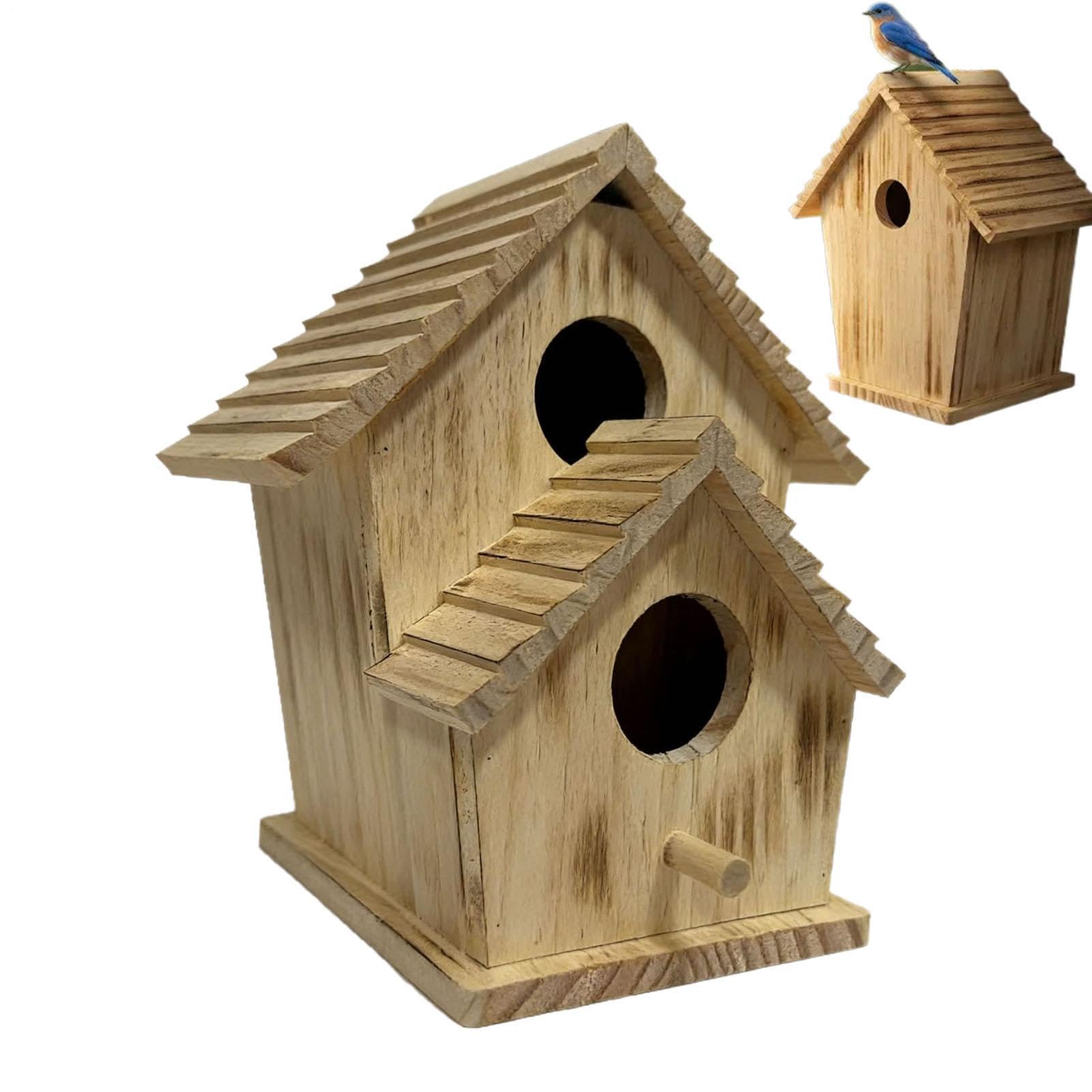 Nichoir à oiseaux en bois avec toit incliné anti-intempéries en cèdre
