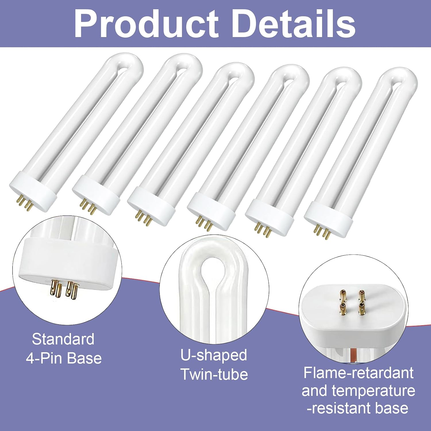 15W-BL 4Pin Base Replacement Bulb Compatible with Black Flag BB-15WHT/BZ-15 | U Shaped Twin Tube Bulb Compatible with Black Flag BZ-20,Flowtron BK-15D/BF-35,Stinger FP15/TZ15,B1515-4,Hemiua T6/Pro T8 T9