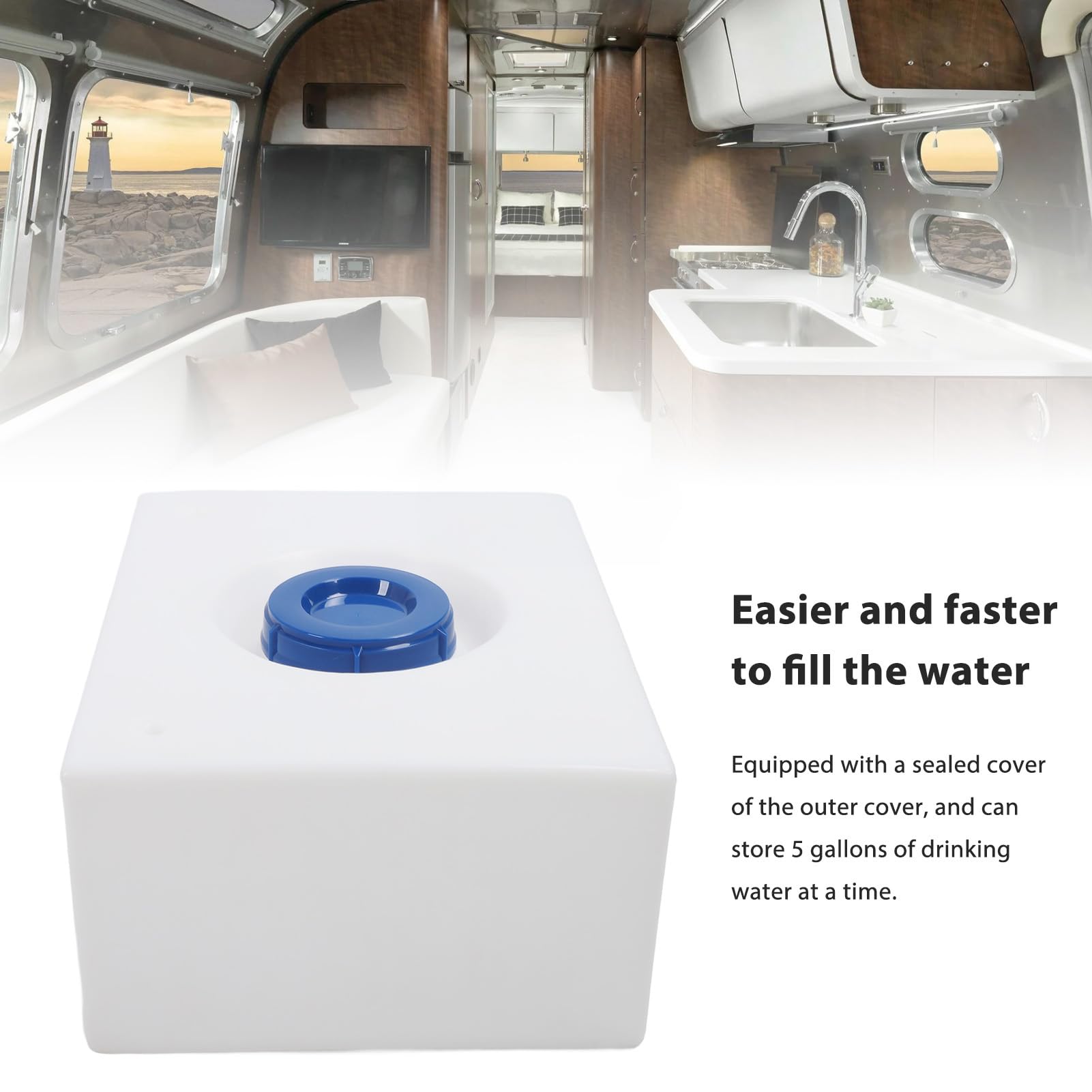 CHICIRIS Wohnmobil-Wassertank, LLDPE-Frischwassertank, 16 Gallonen, 22,05 X 17,32 X 10,24 Zoll, Auslaufsicher, Breite Einfüllöffnung für Wohnmobil-Anhänger, Boot, Yacht
