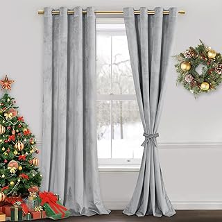 Sponsored Ad - JIUZHEN Velvet Curtains for Living Room - Thermal Insualted Room Darkening Grommet Soft Retro Window Drapes...