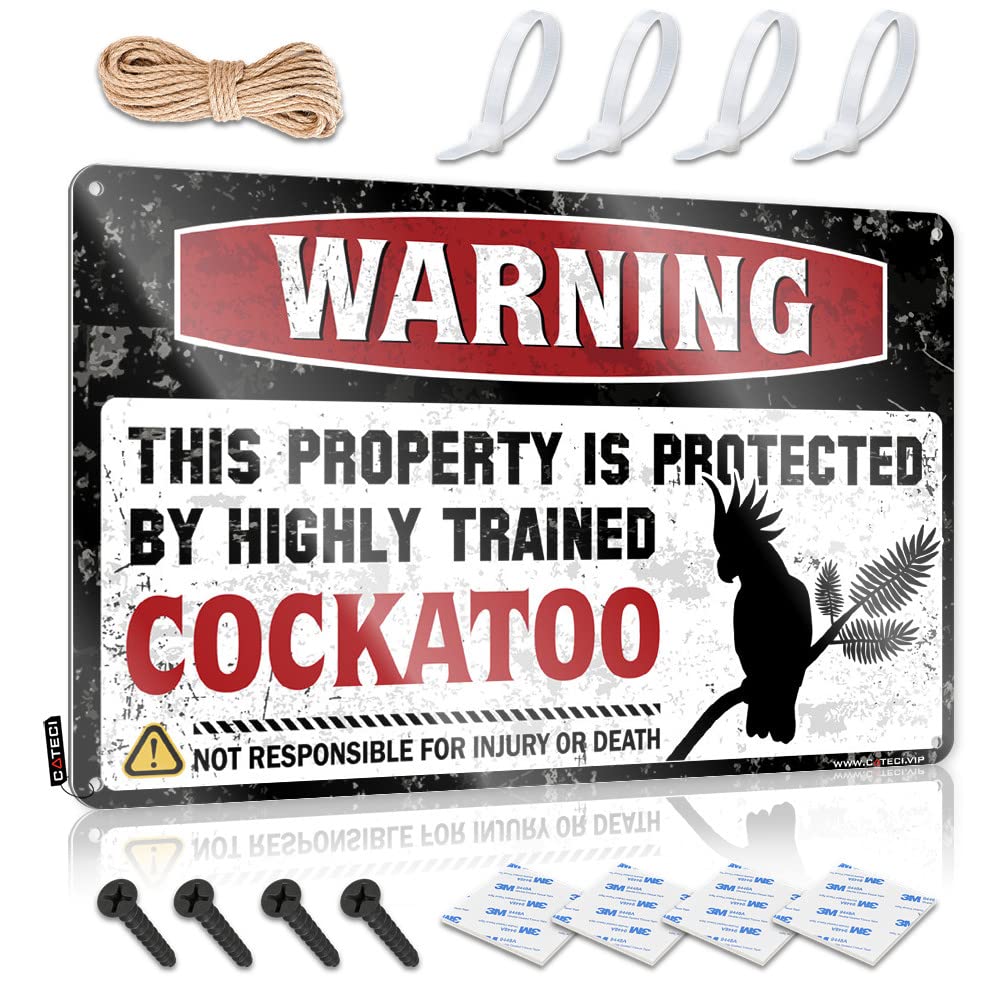 BRUNTELO Bar Rules Sign Warning This Property Is Protected By A Highly Trained Cockatoo Tin Sign(30X40CM)