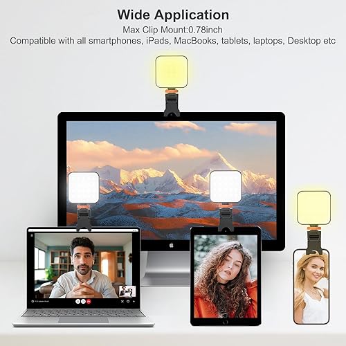 Miniatura 5 de VRIG VL100C - Luz de video LED bicolor en cámara, mini luces LED recargables de 2000 mAh, CRI95+ regulable 2500-6500K iluminación ultra brillante