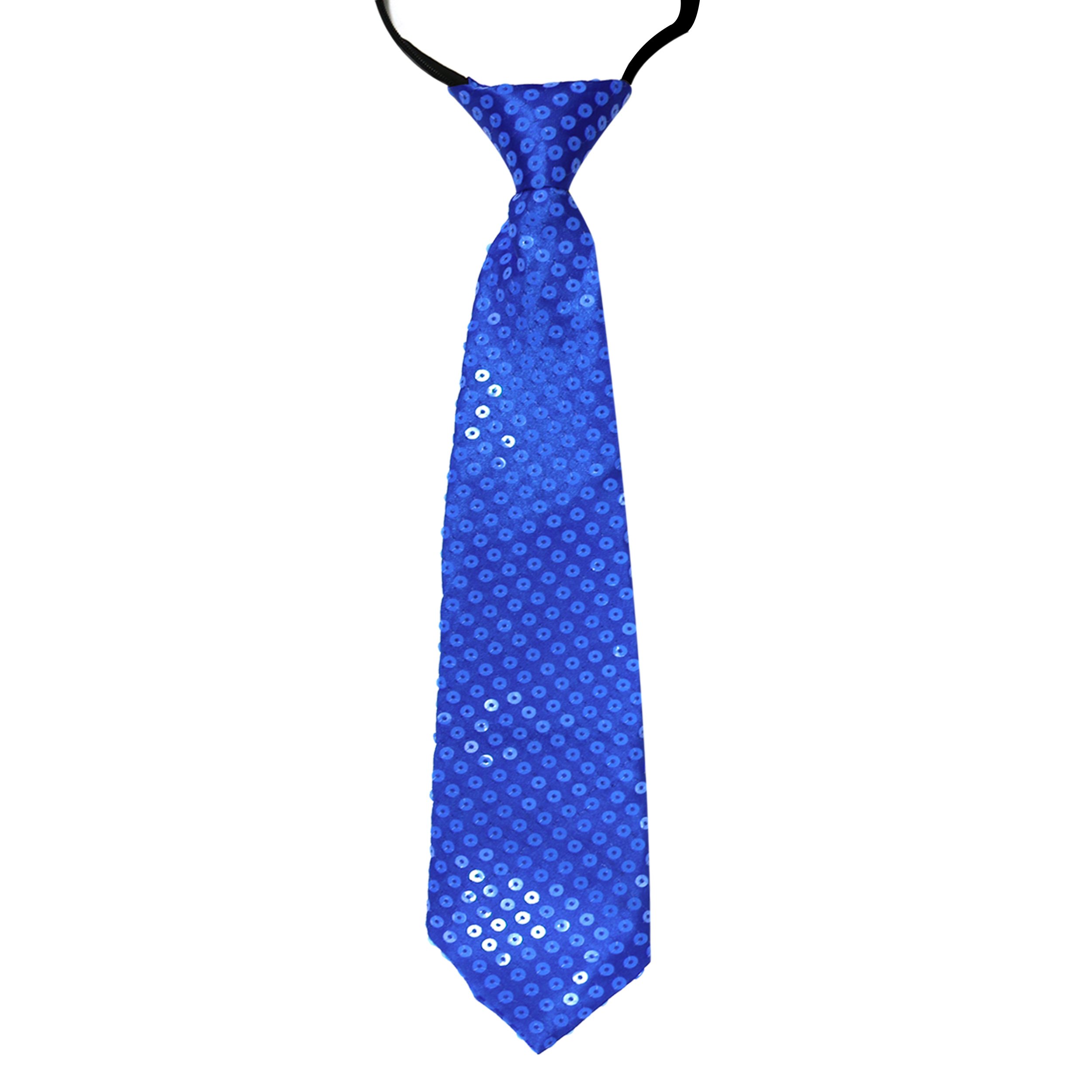 Robelli Blue Kid's Adjustable Pre Tied Sparkly Sequin Neck Tie - Royal