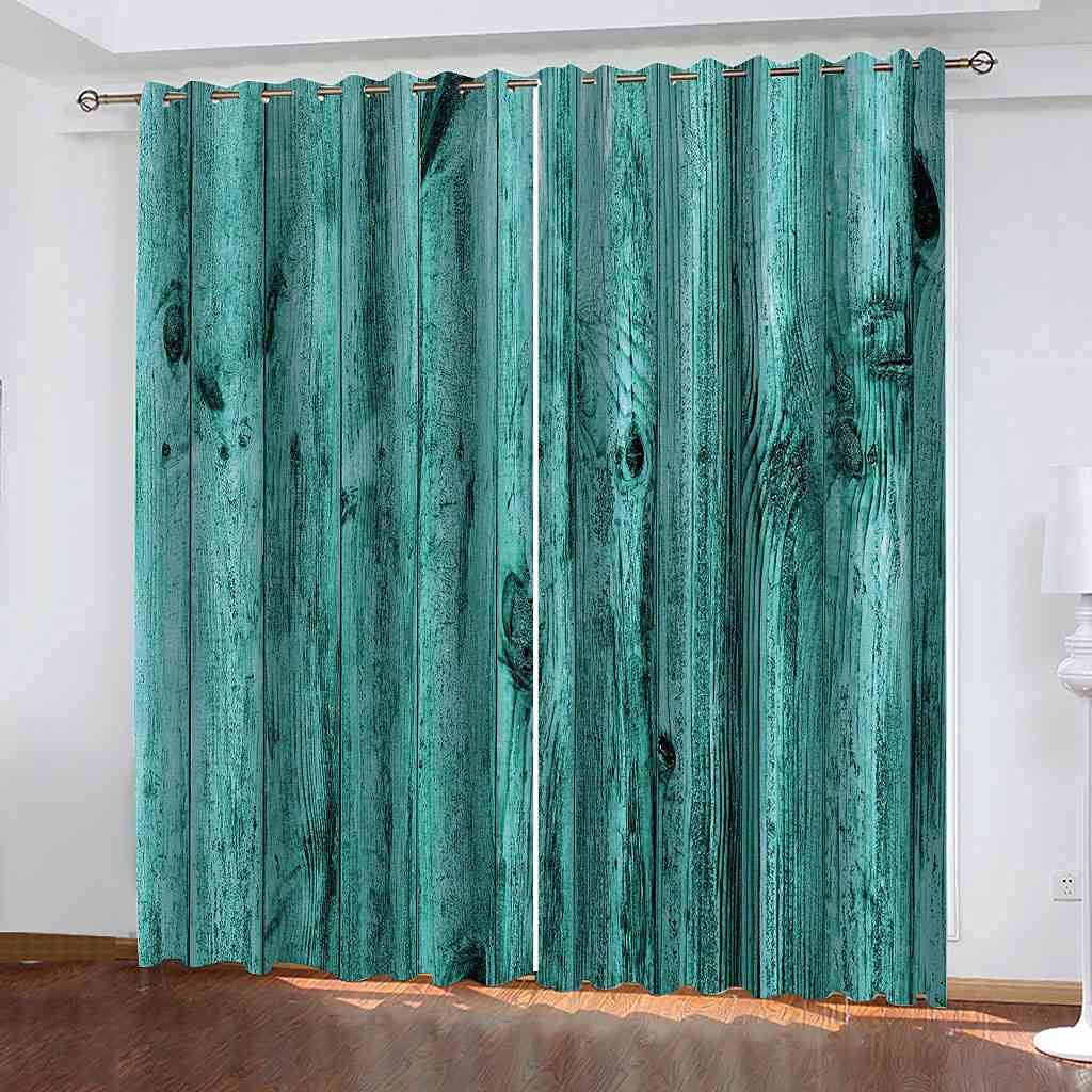 Rideaux occultants anti-froid et bruit | Rideau grain de bois vert 264x242 cm chambre salon
