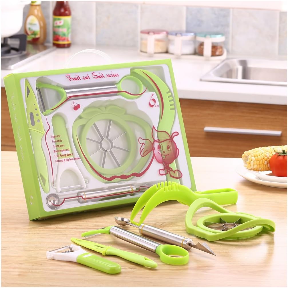 Ecentaur Kitchen Tools Fruit Knife Vegetable Peeler Apple Slicer Corer Melon Carving Baller Watermelon Slicer 6 Piece Set