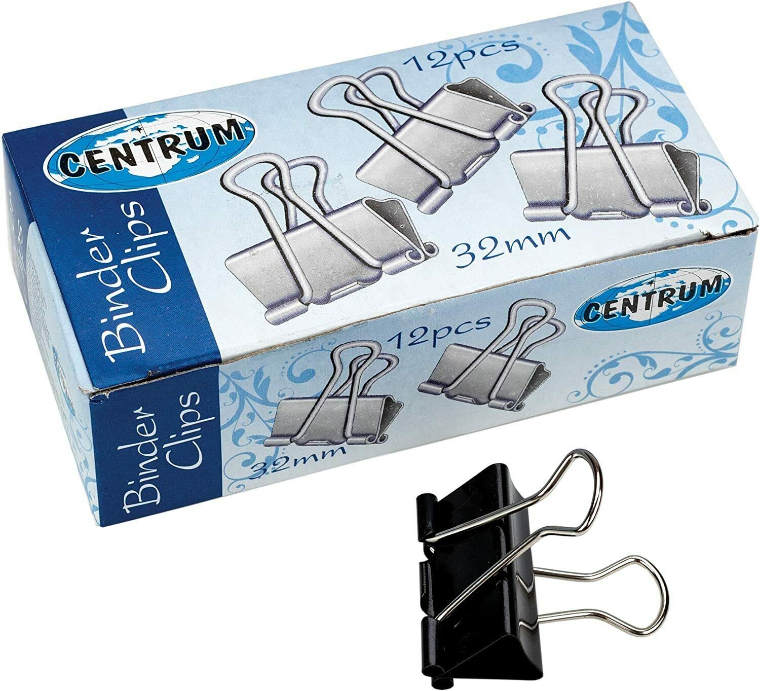 12 x 32mm Foldback Clips Money Grip Bulldog Letter Black Metal Clip