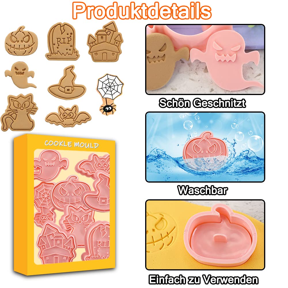 Emporte Pièces En Plastique 3D Pour Halloween, 8Pcs Moule