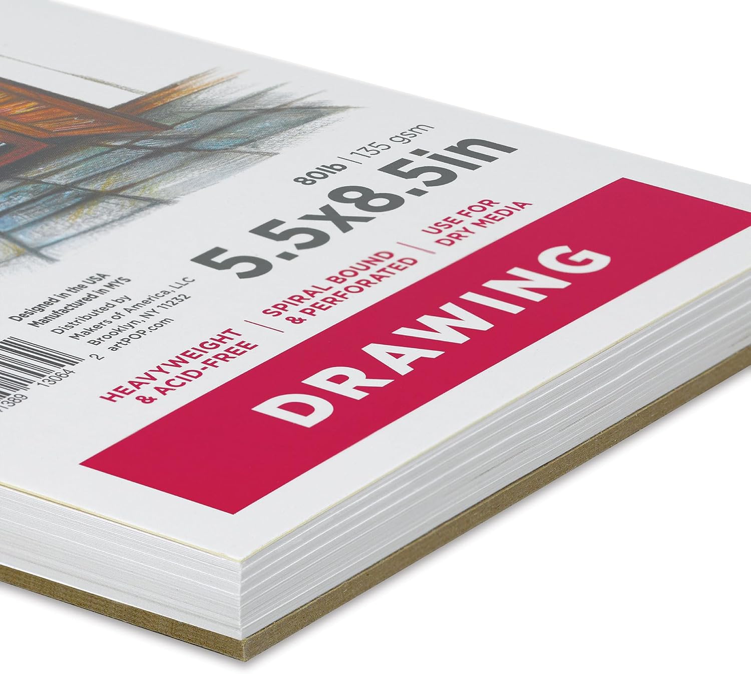 artPOP! Drawing Pad, 5.5" x 8.5", 50 Sheets, 80 lb/135 GSM, Acid-Free, Top Wirebound, Artist Paper for Drawing & Sketching, Students & Adults, Colored Pencil, Graphite, Charcoal, Pastels