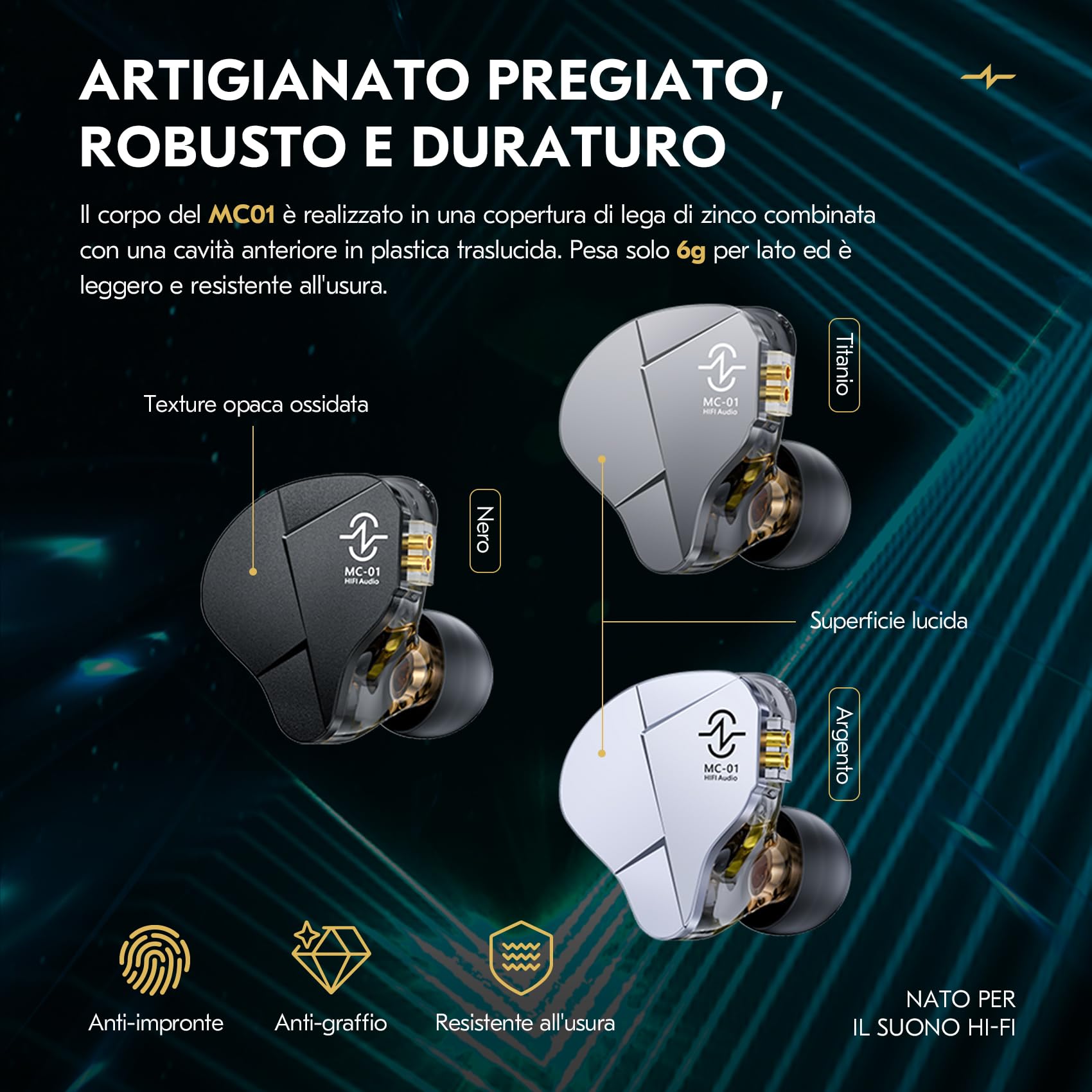 Yinyoo CCZ MC01 Soul In Ear Monitors PET Diaframma IEM Cablati con Microfono Isolamento Acustico
