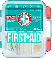 Be Smart Get Prepared 326-Piece First Aid Kit - OSHA/ANSI Compliant for 100 People, Durable Teal Hard Case for Office, Home, Car, Camping