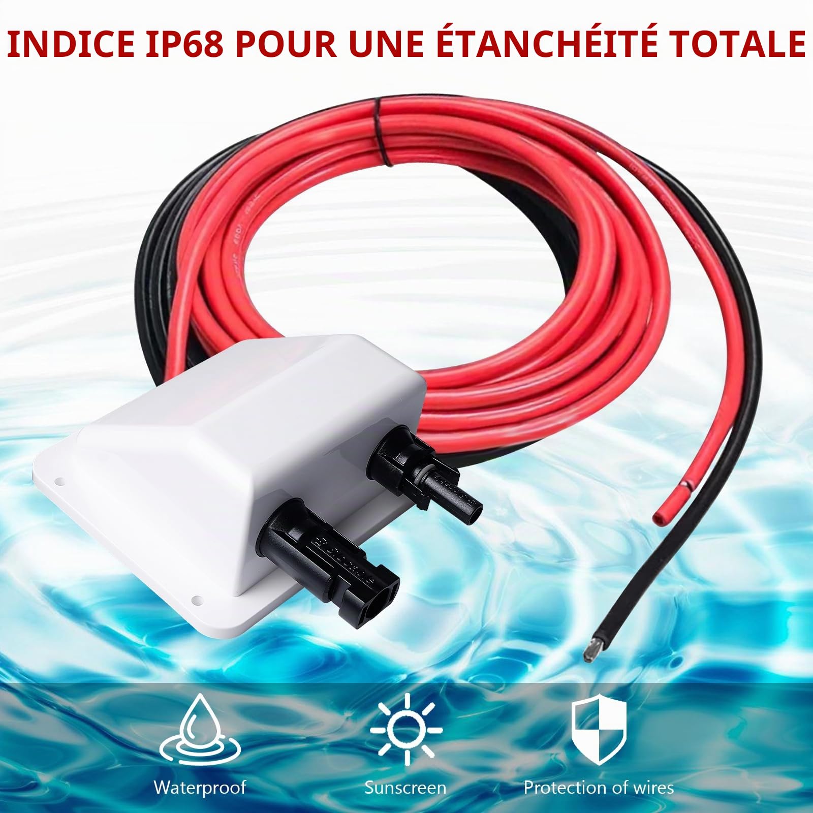 Double Passe-Câble Solaire ABS, Passe-Toit Solaire, Passe-câble étanche Avec Prise de Câble D'extension Solaire de 300 cm et Prise, Pour Camping-car, Bateau, Caravane, Marine