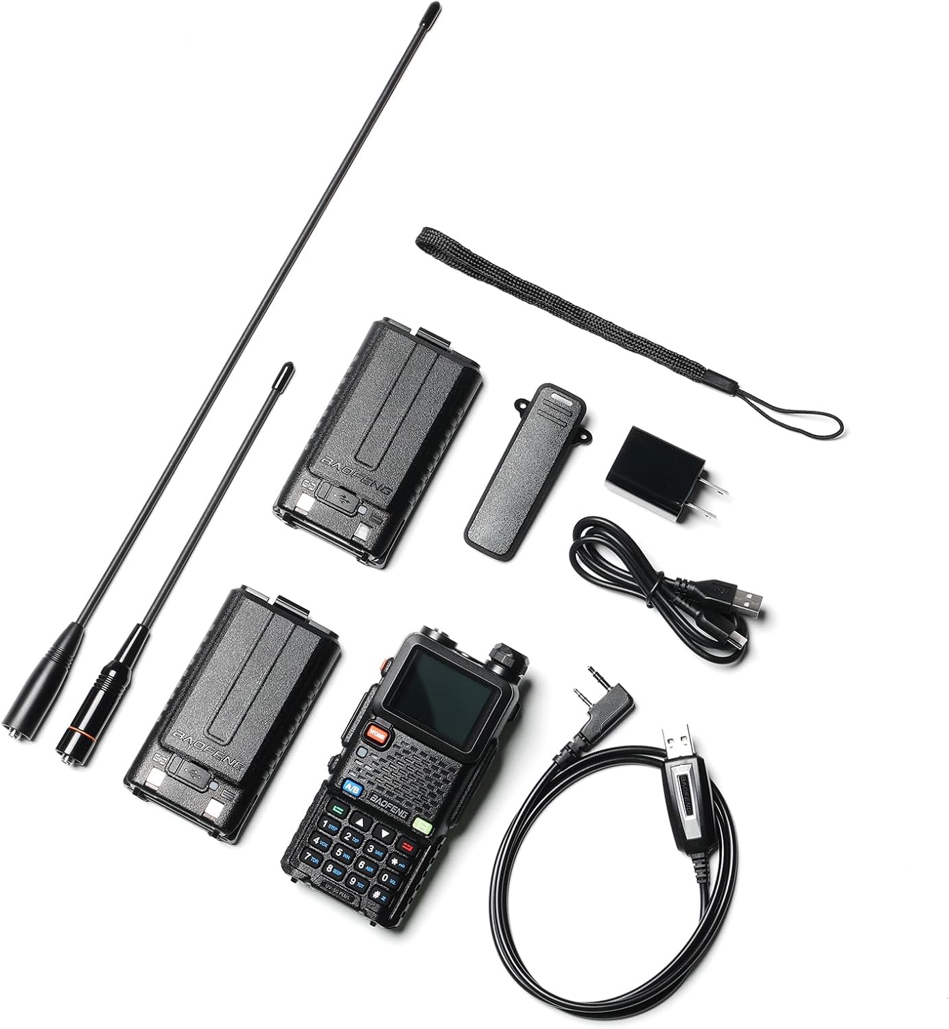 [Chirp Compatible] BAOFENG UV-5G Plus GMRS Handheld Radio, Long Rang Two Way Radio for Adult, 999 Channels, NOAA Receiver, with Two 2500mAh Batteries, 15.5" Antennas, Programming Cable, 1 Pack