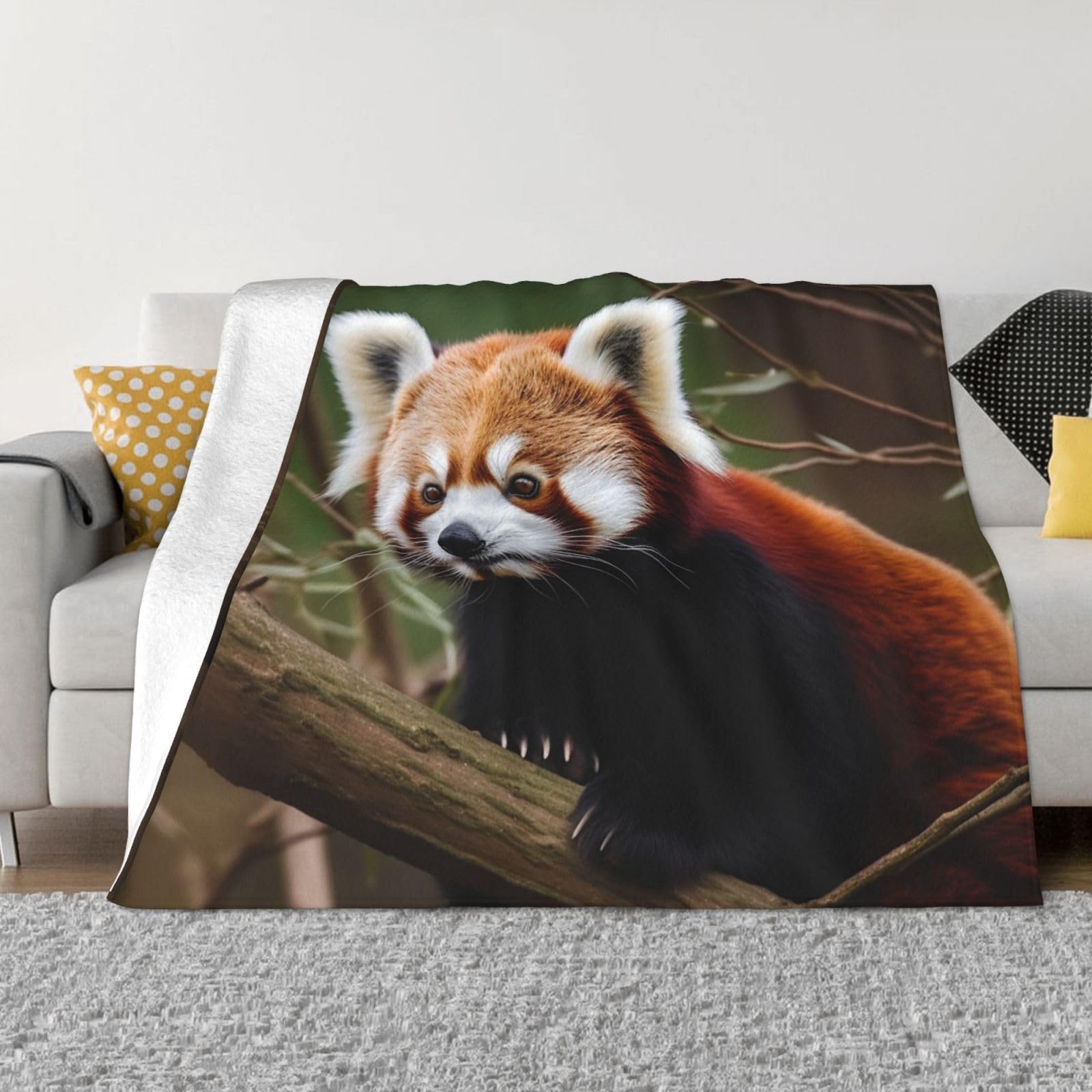 Couverture panda rouge en flanelle de qualité supérieure toutes saisons